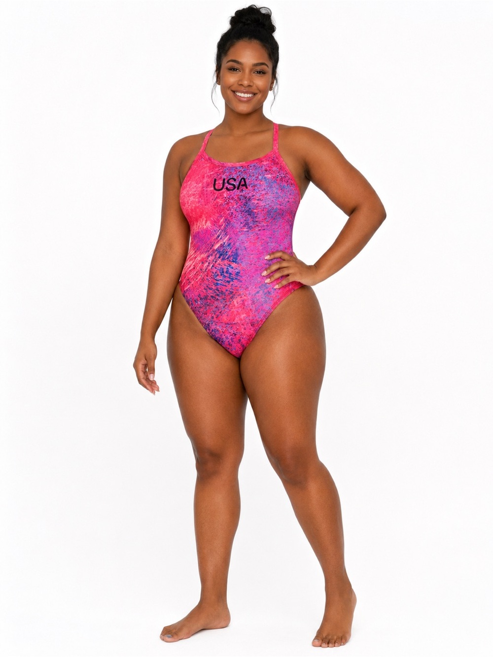 Nike Pink Tie-Dye USA One-Piece Swimsuit